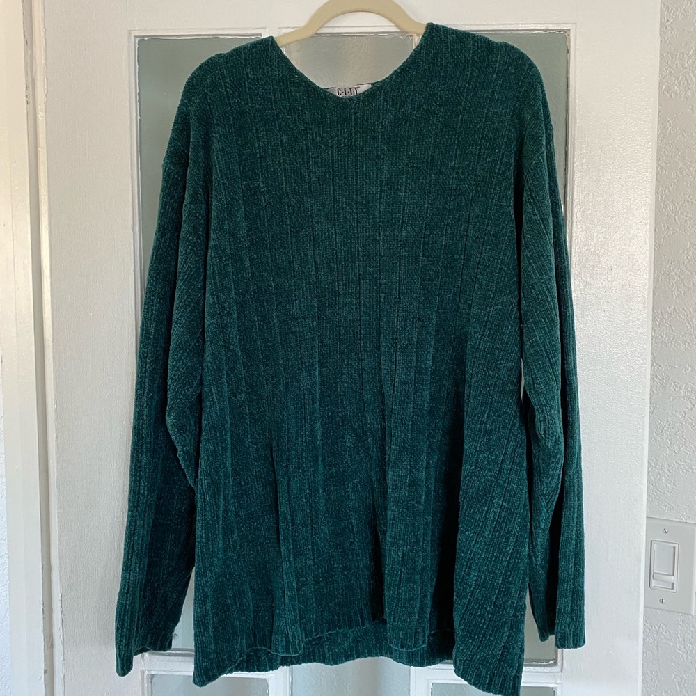 *SOLD* 90s Chenille teal sweater
